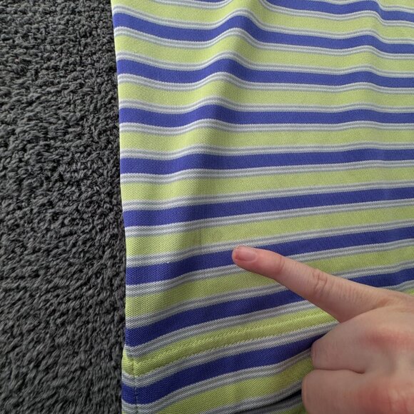 Footjoy Men Striped Purple Green Polo Shirt Medium Stretch Golf Adult S/S - Picture 12 of 15